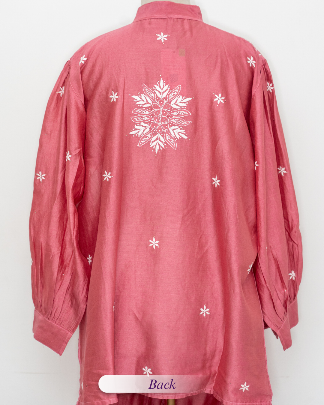 Navira- Light Maroon Chikankari Co-ord set in Mul Chanderi