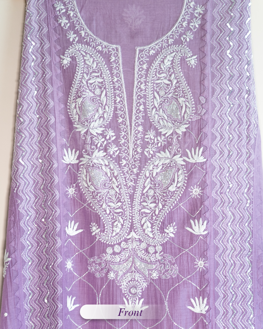 Baagh- Lilac Chikankari Suit in Mul Chanderi