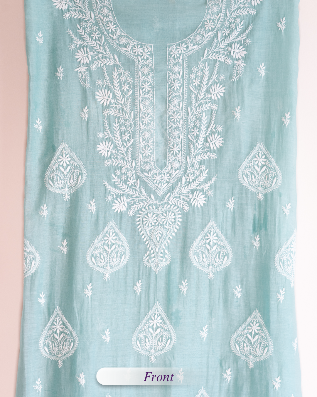 Sukoon- Turquoise Chikankari Suit in Mul Chanderi