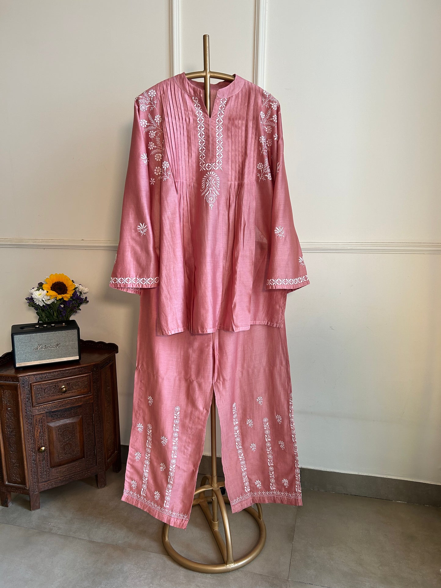 Gulzar- Mul Chanderi Chikankari Co-ord set