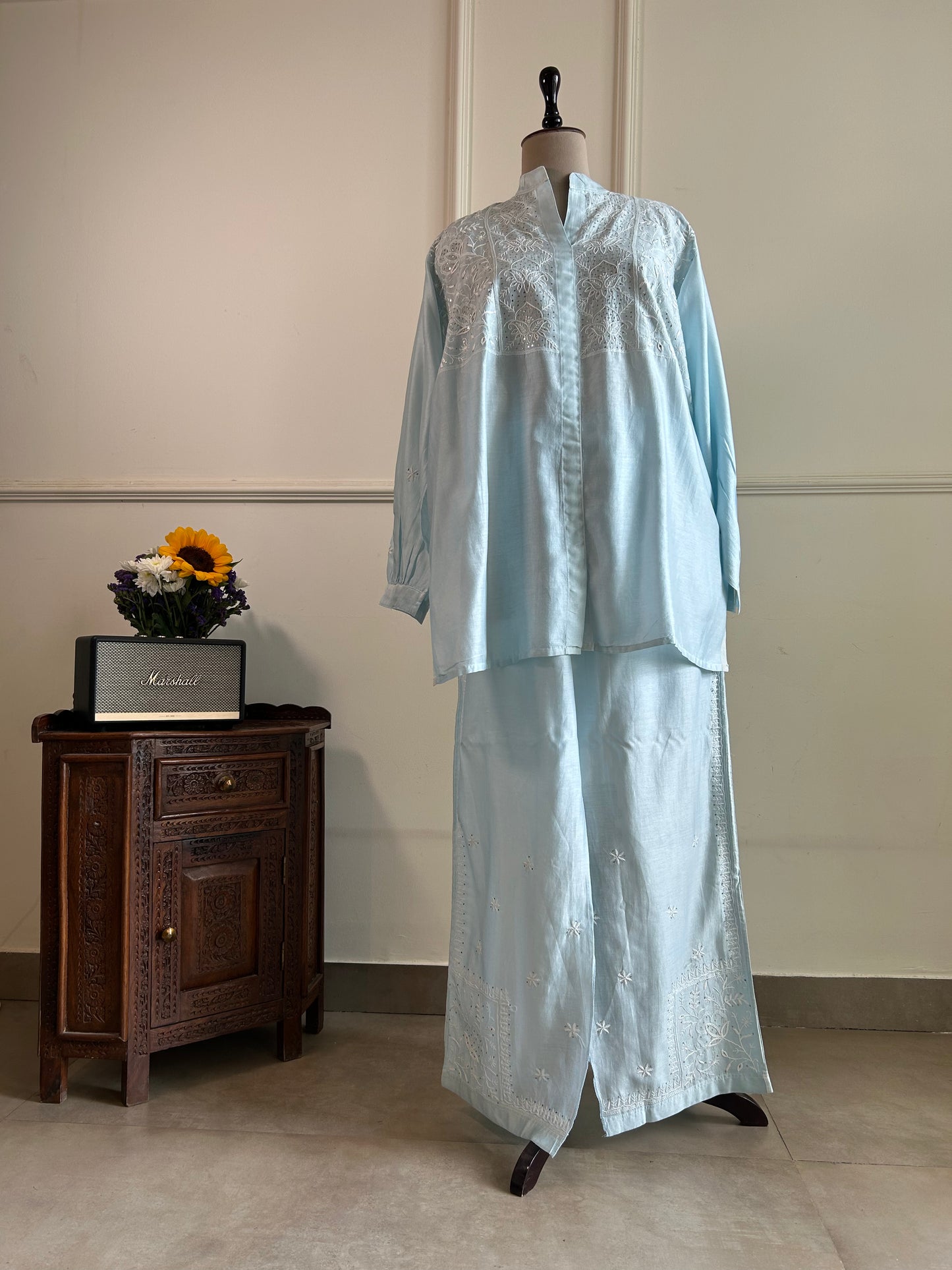 Noor- Mul Chanderi Chikankari Co-ord set