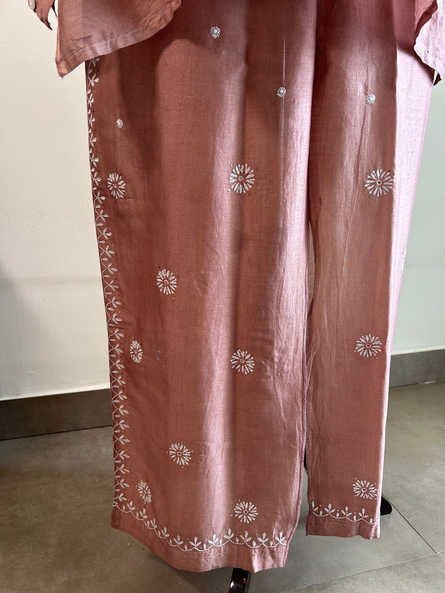 Muse- Mul Chanderi Chikankari Co-ord set