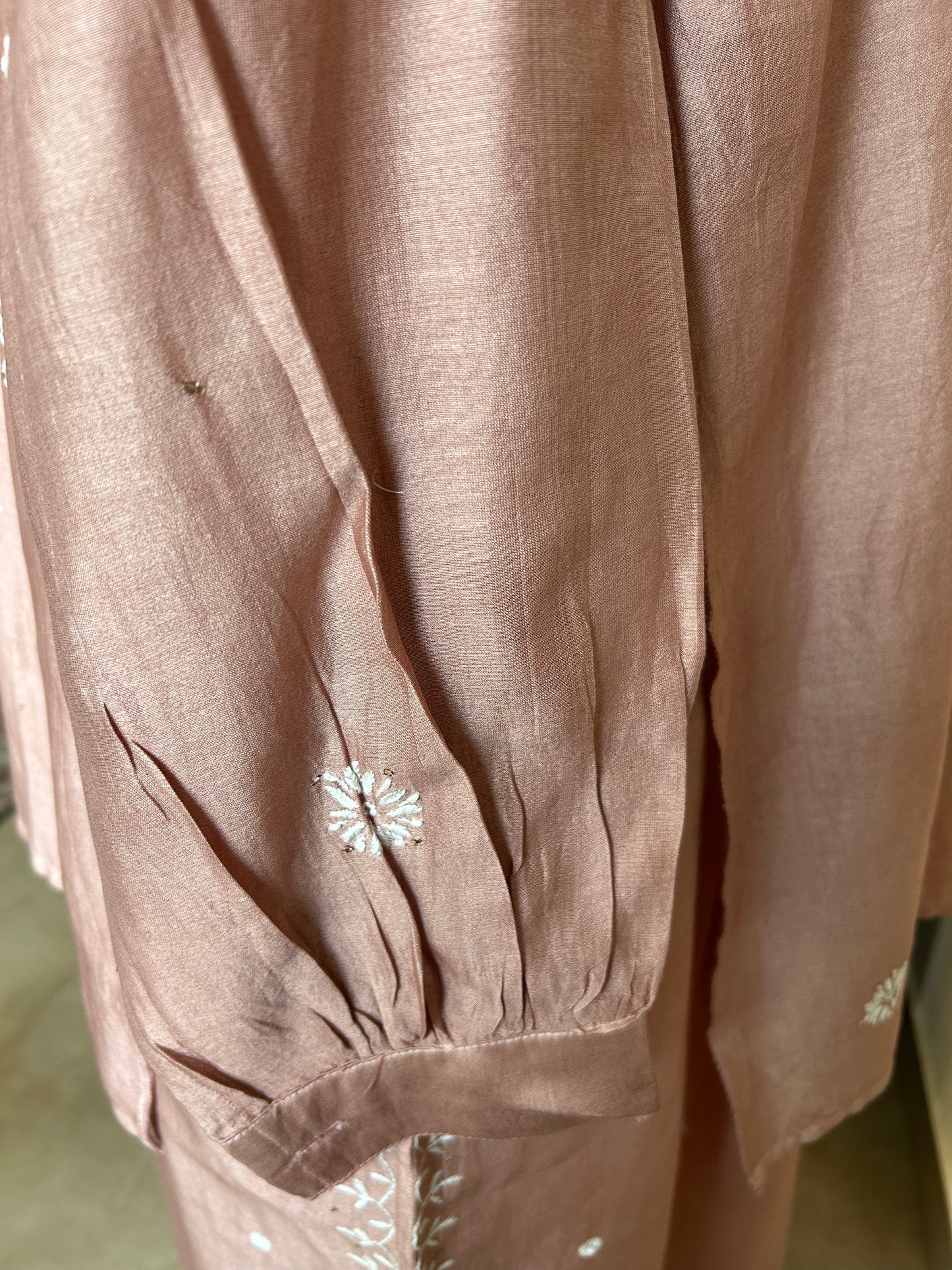 Muse- Mul Chanderi Chikankari Co-ord set