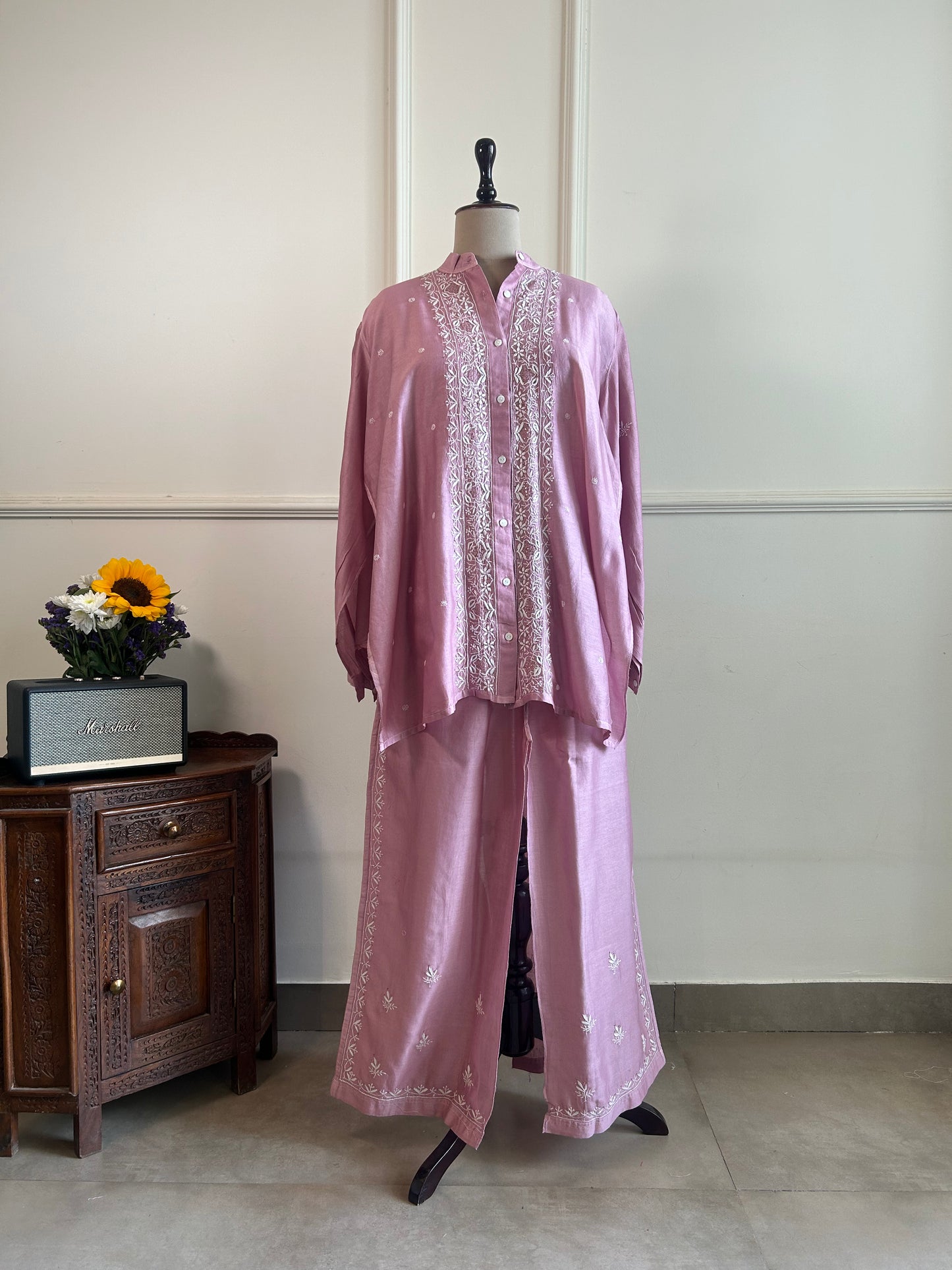 Elara- Mul Chanderi Chikankari Co-ord set