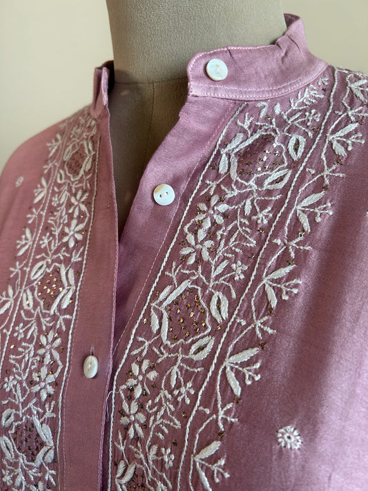 Elara- Mul Chanderi Chikankari Co-ord set