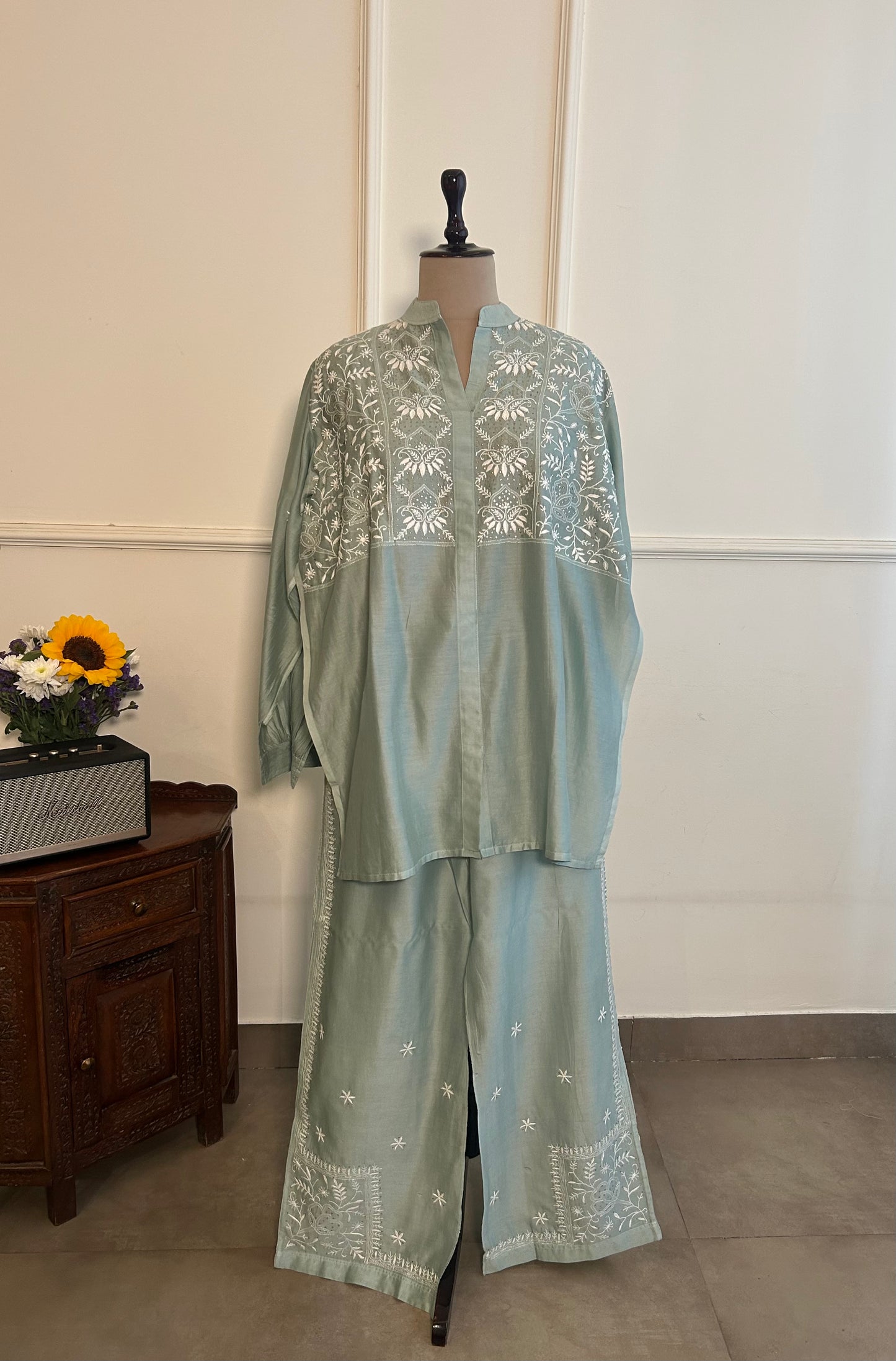 Vanya- Mul Chanderi Chikankari Co-ord set