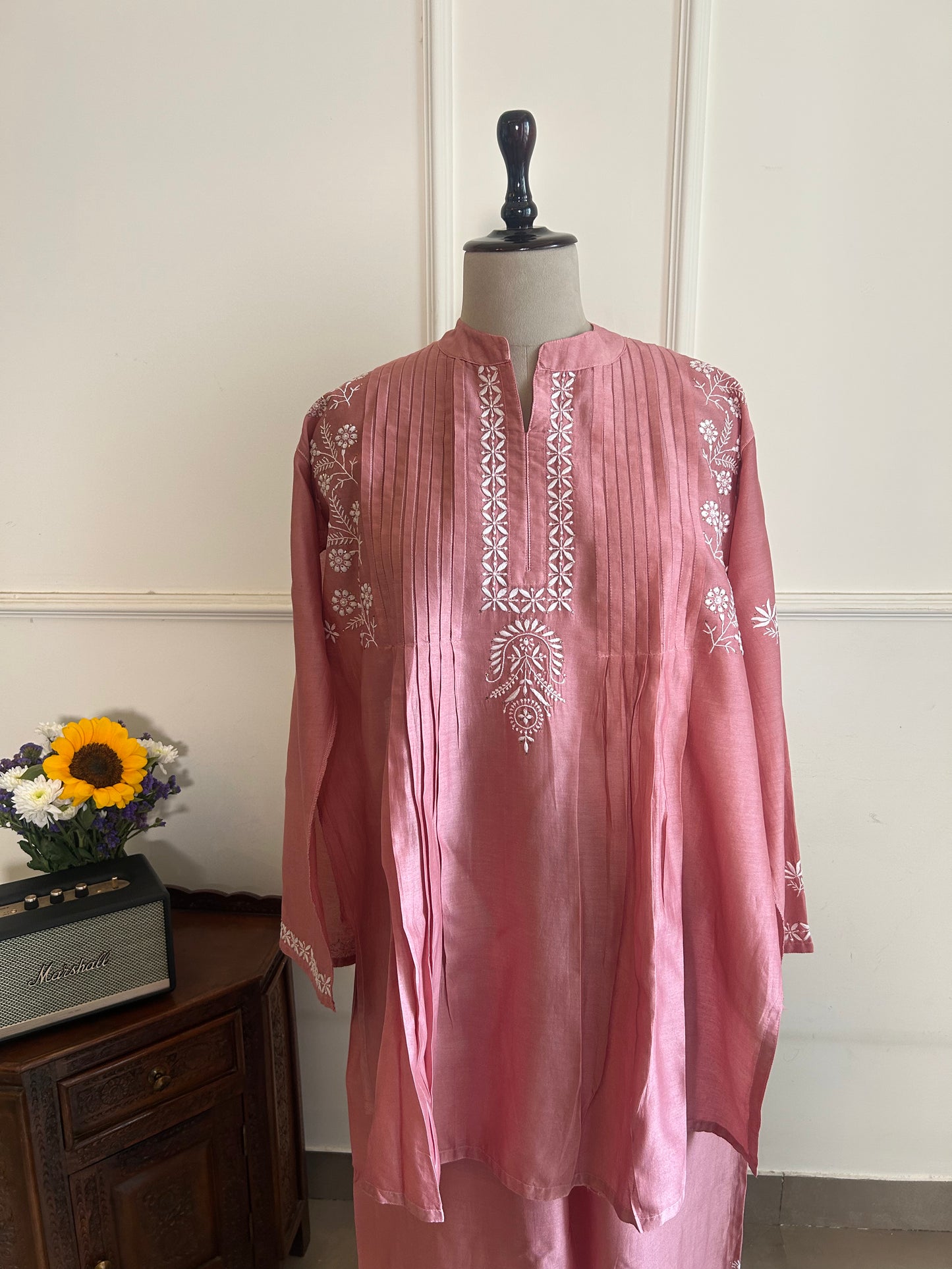 Gulzar- Mul Chanderi Chikankari Co-ord set
