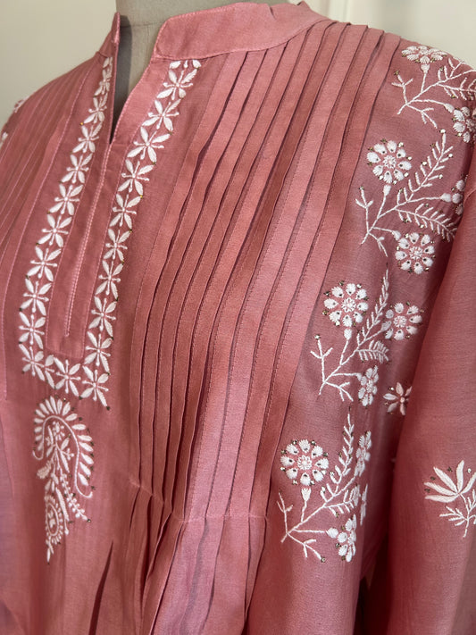 Gulzar- Mul Chanderi Chikankari Co-ord set