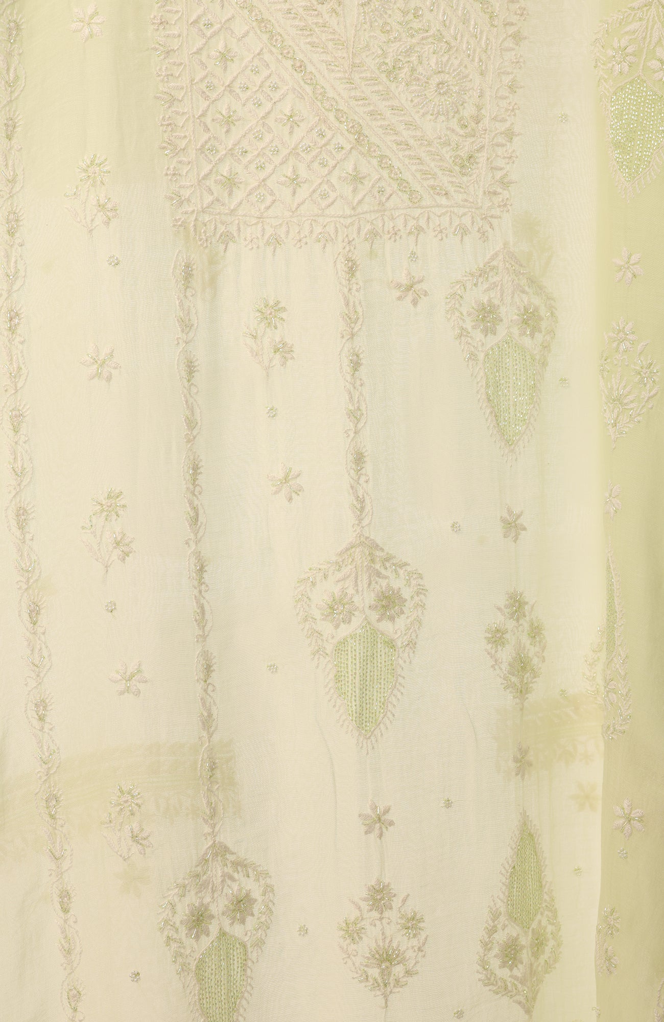 Lime Fusion- Mul Chanderi Chikankari Suit