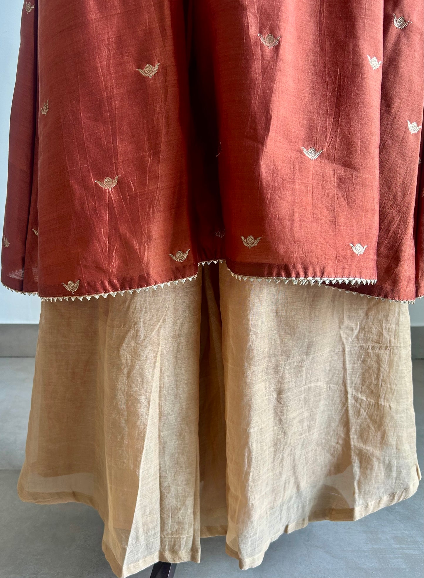 Festive Flame- Silk Banarasi Sharara set