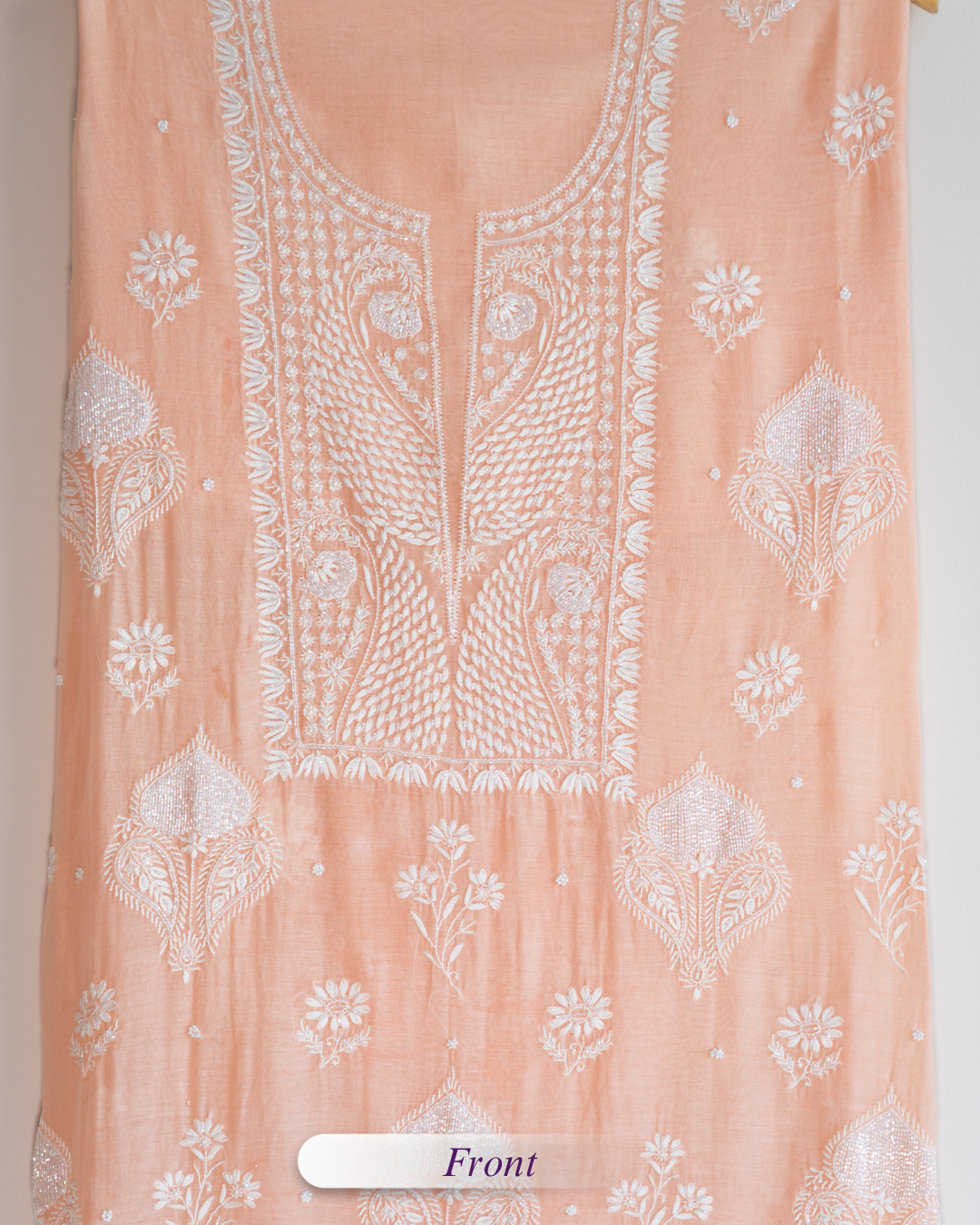 Taraana- Apricot Chikankari Suit in Mul Chanderi