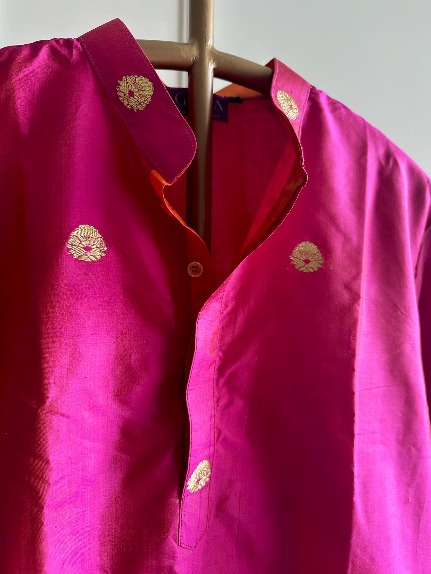 Fuchsia Glow- Silk Banarasi Men's Kurta