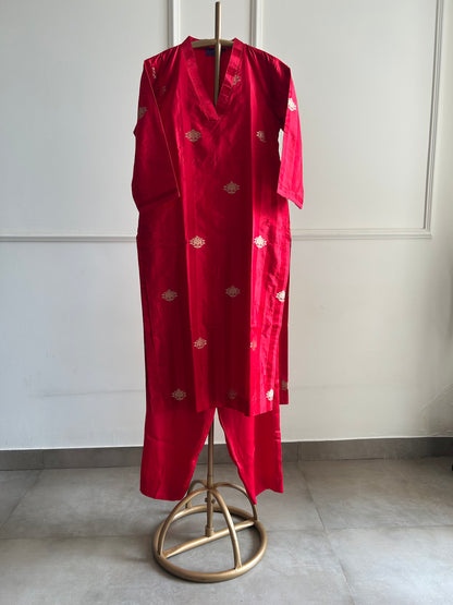 Ruby Royale- Silk Banarasi Co-ord set