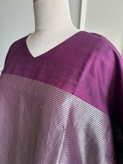 Zari Merlot- Katan Matka Silk Kaftan