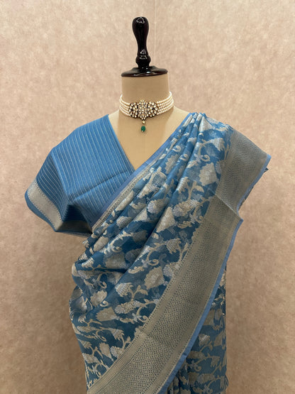 Blue Mirage- Organza Banarasi Saree