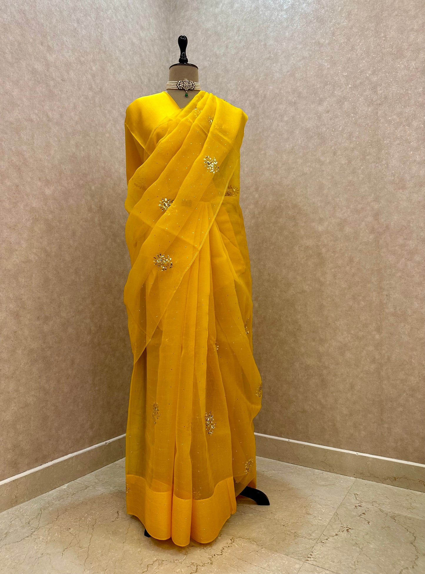 Surajmukhi- Organza Mukaish Saree