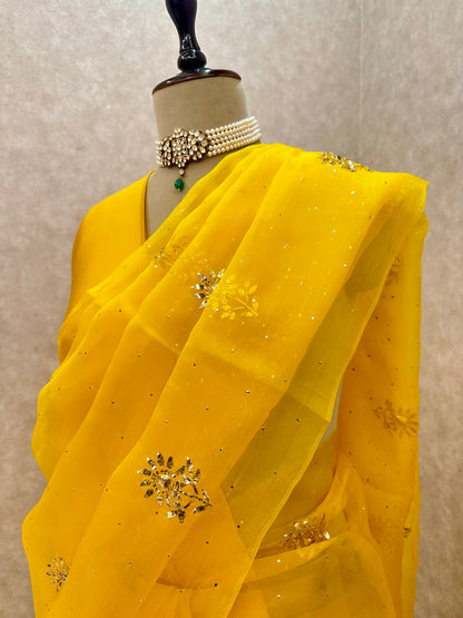 Surajmukhi- Organza Mukaish Saree