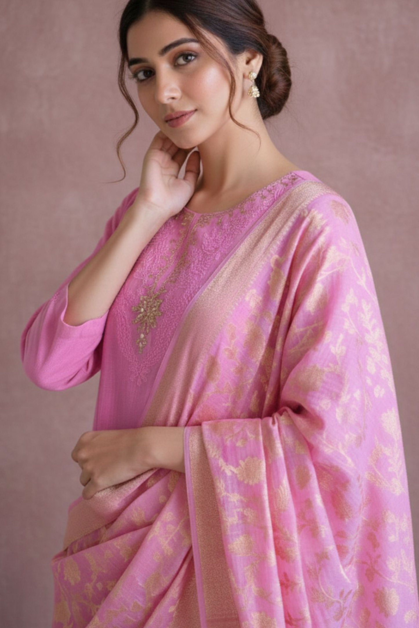 Vaidehi- Chikankari Mukaish Suit with Banarasi Dupatta