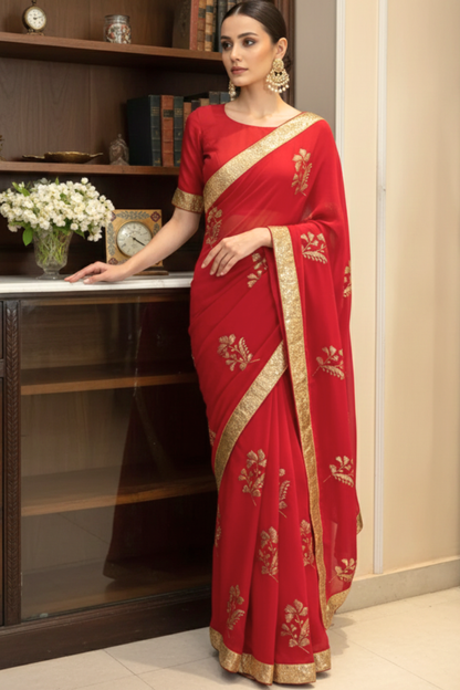Raag- Georgette Mukaish Saree