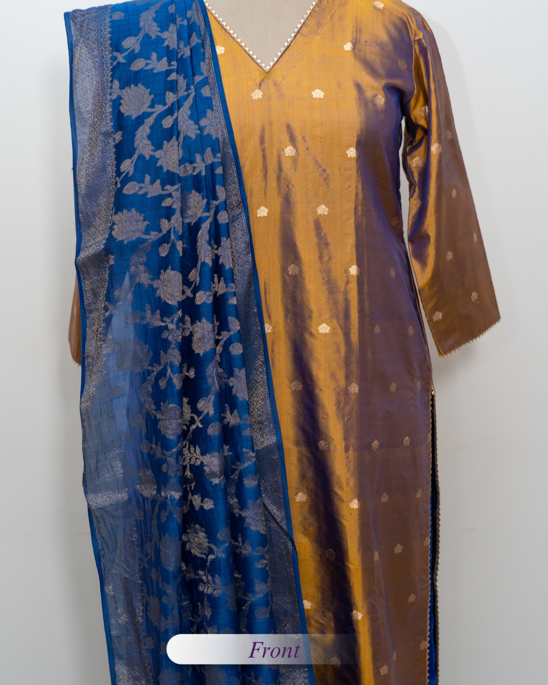Aangan Glow- Chikankari Mukaish Suit with Banrasi Dupatta