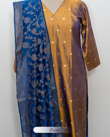 Aangan Glow- Chikankari Mukaish Suit with Banrasi Dupatta