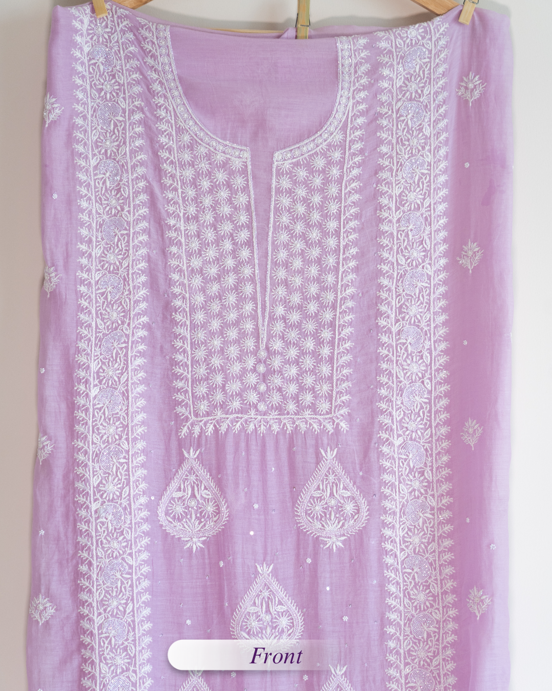 Tarannum- Electric Lavender Chikankari Suit in Mul Chanderi