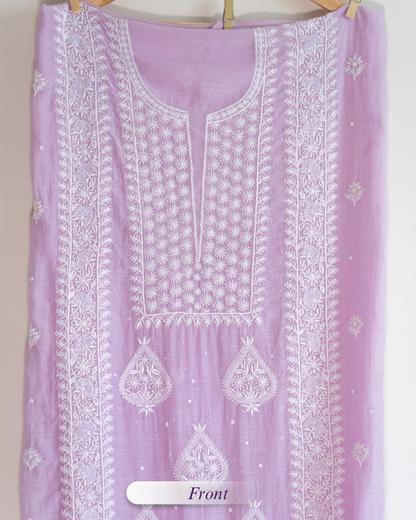 Tarannum- Electric Lavender Chikankari Suit in Mul Chanderi