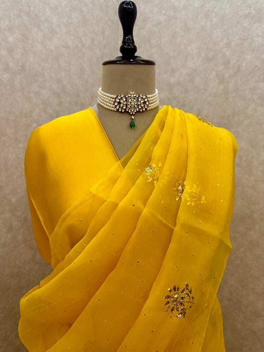 Surajmukhi- Organza Mukaish Saree