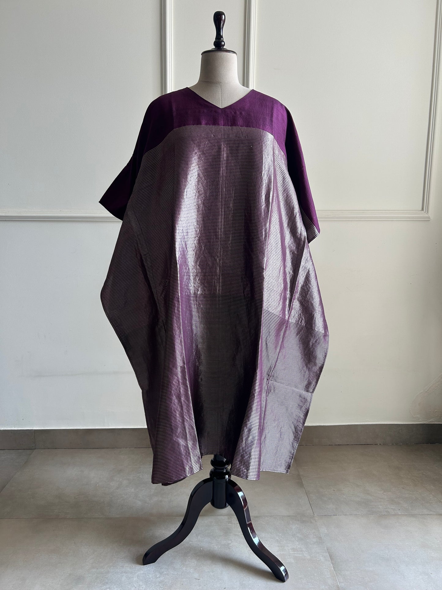 Zari Merlot- Katan Matka Silk Kaftan