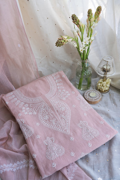 Hoor- Blush Pink Chikankari Suit in Mul Chanderi
