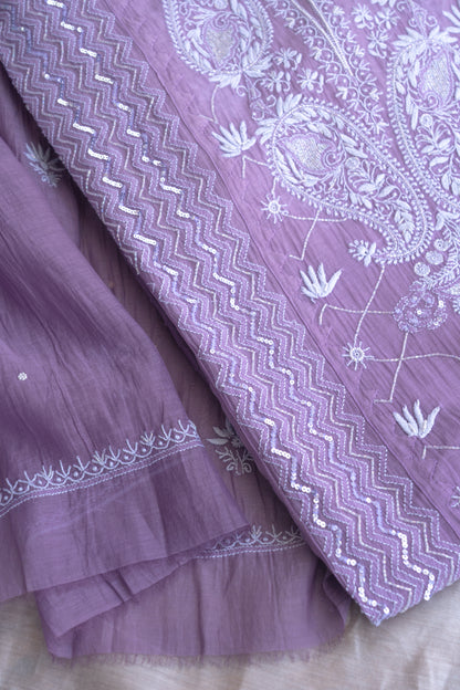 Baagh- Lilac Chikankari Suit in Mul Chanderi