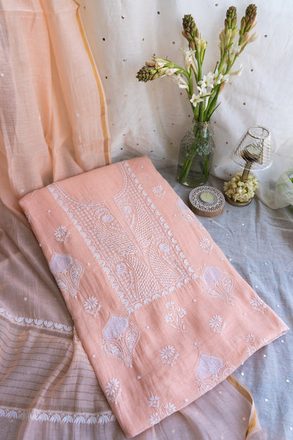 Taraana- Apricot Chikankari Suit in Mul Chanderi