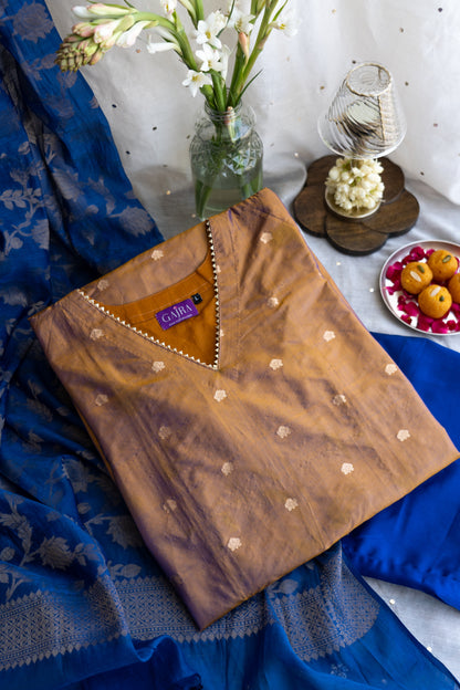 Aangan Glow- Chikankari Mukaish Suit with Banrasi Dupatta