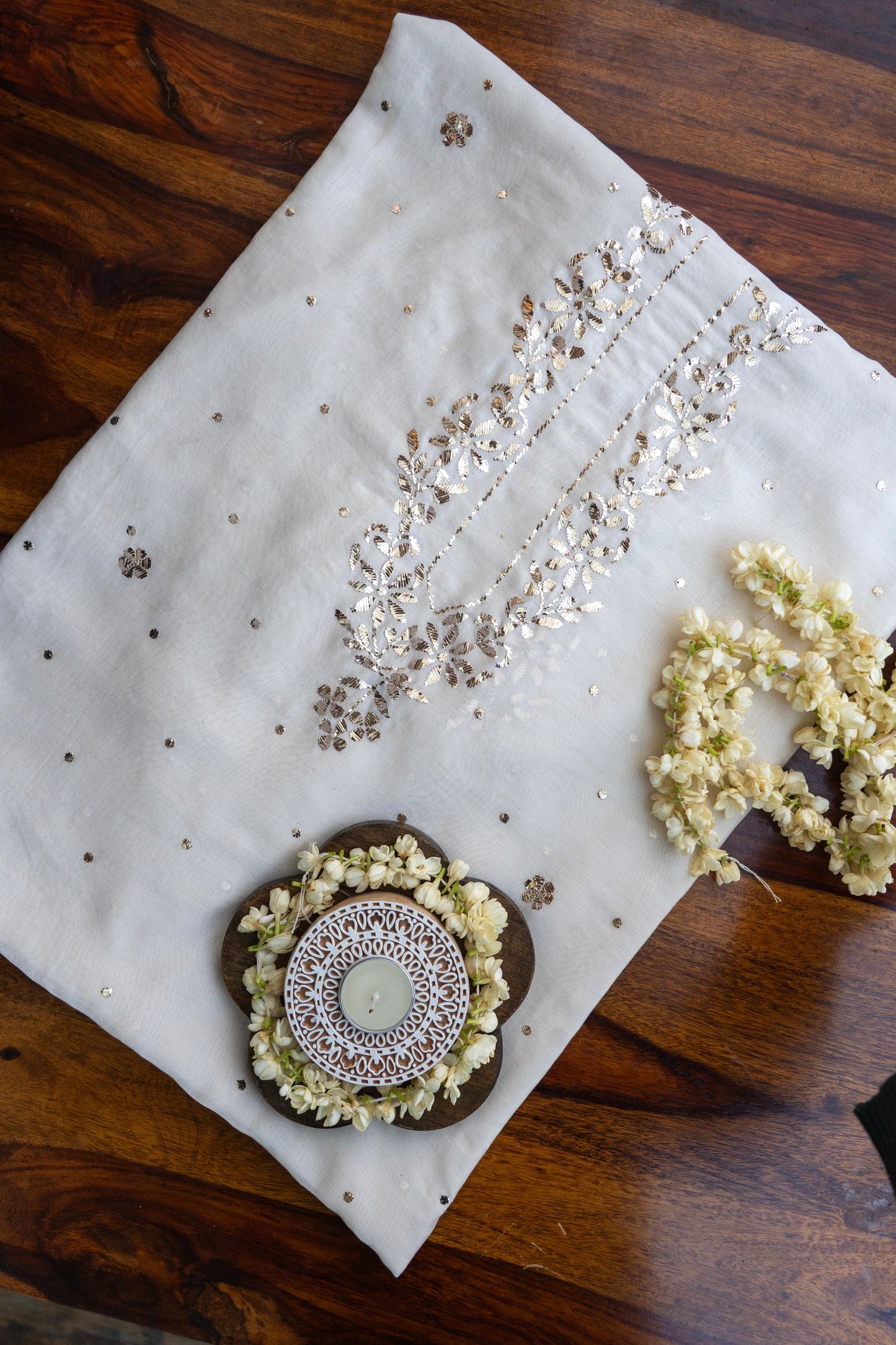 Rehaan- Ivory Mukaish Men's Kurta in Silk Chanderi