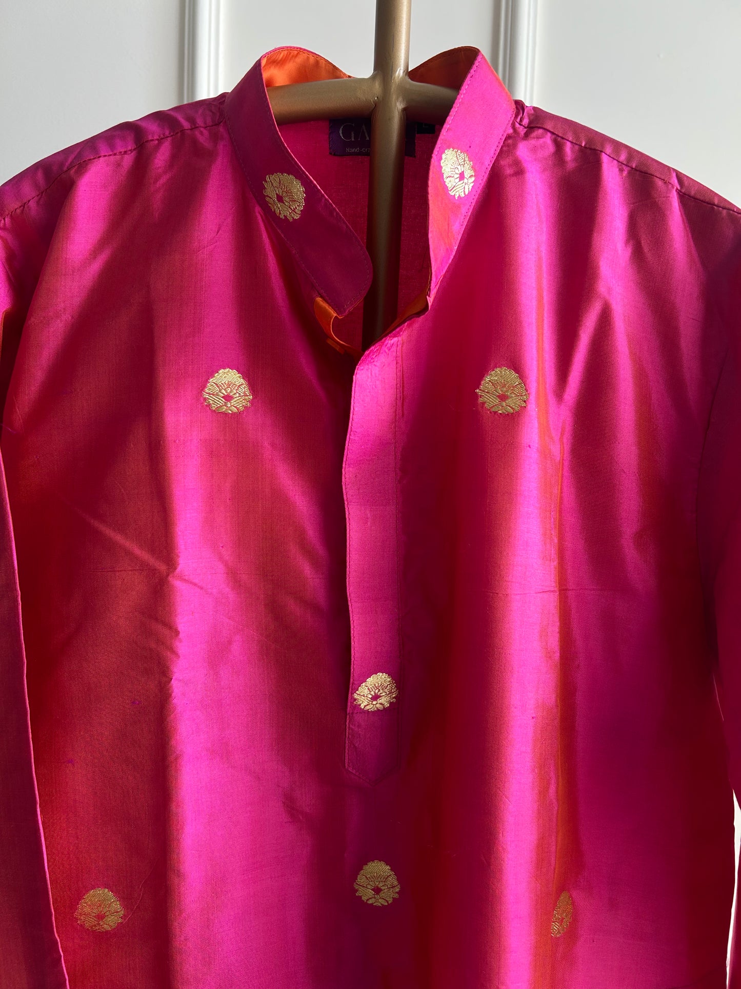 Fuchsia Glow- Silk Banarasi Men's Kurta