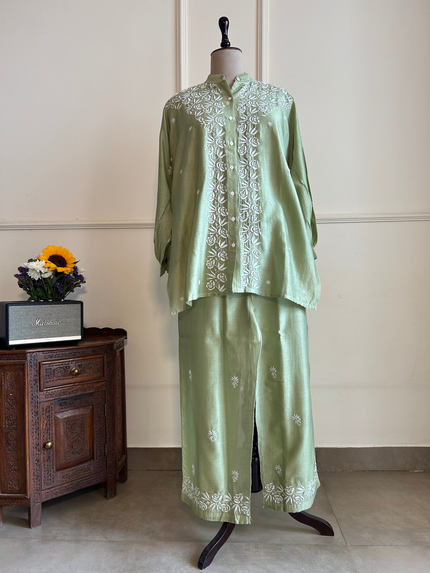 Bageecha- Mul Chanderi Chikankari Co-ord set
