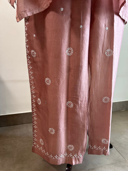 Muse- Mul Chanderi Chikankari Co-ord set