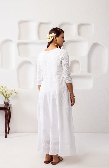 Mumtaz- Mulmul Chikankari Long Dress