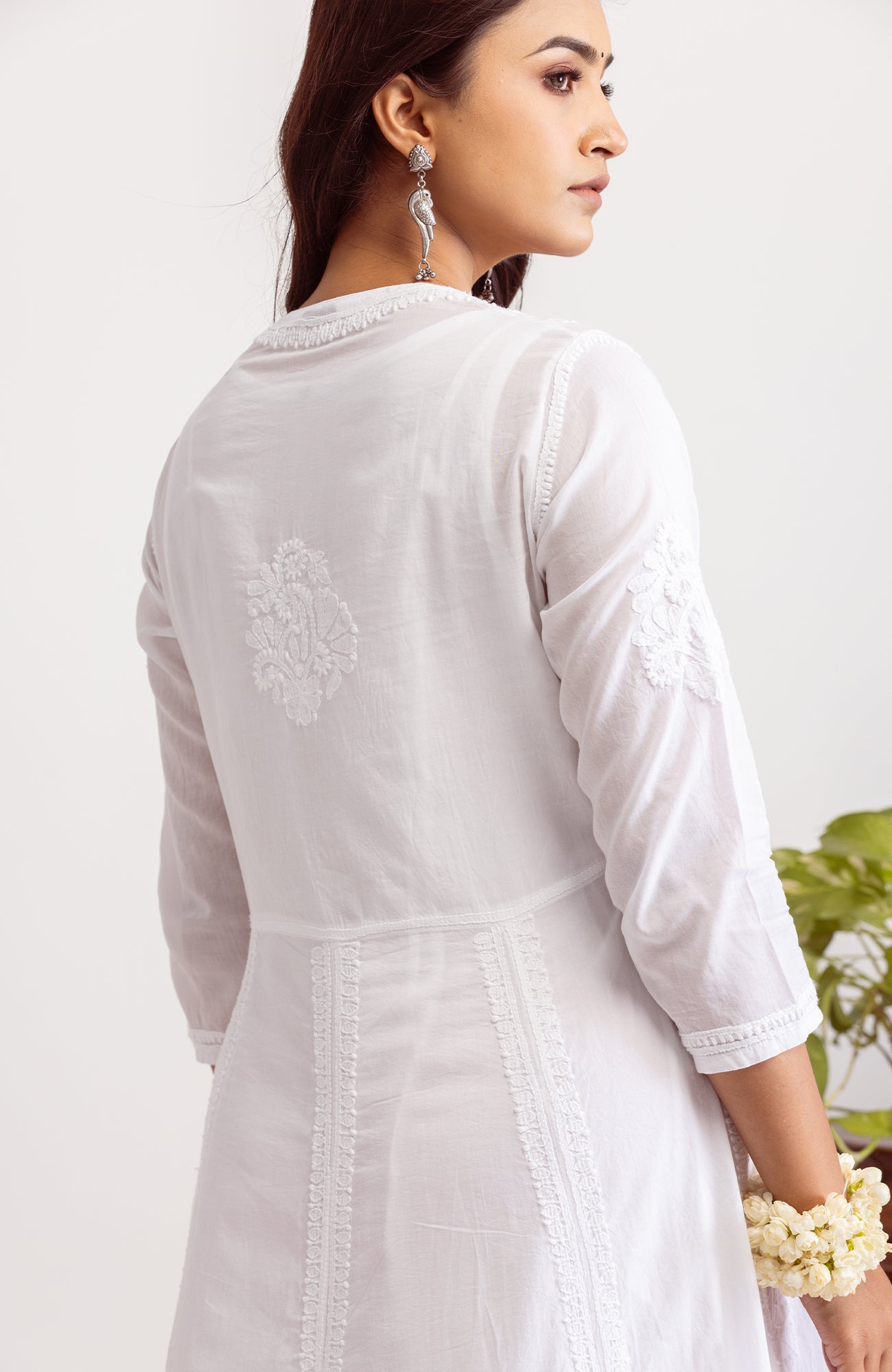 Nawabi Noor- Cotton Chikankari Long Dress