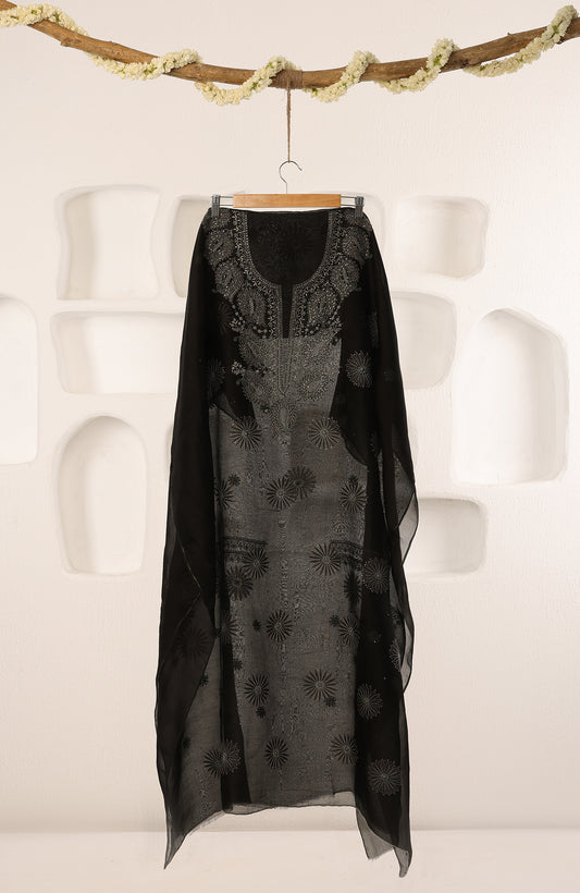 chikankari suit black