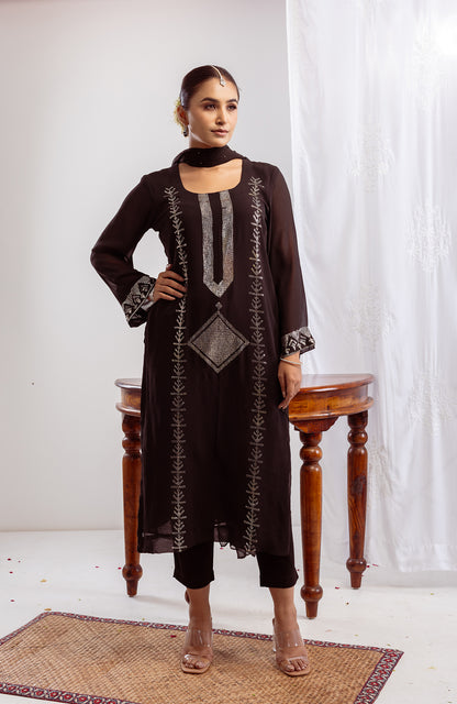 chikankari suit black