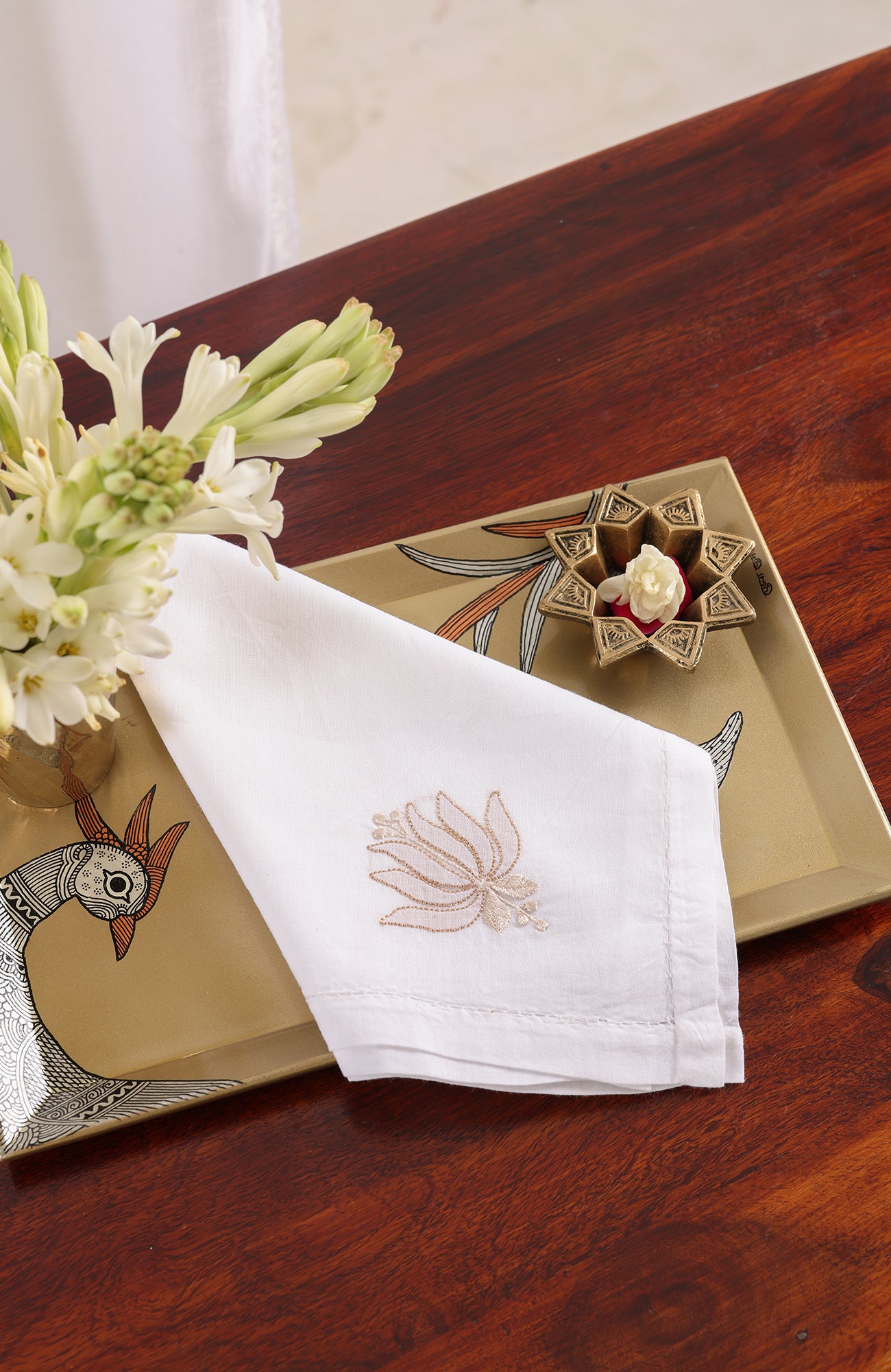 Jal Kamal- Chikankari Table Napkins (Set of 6)