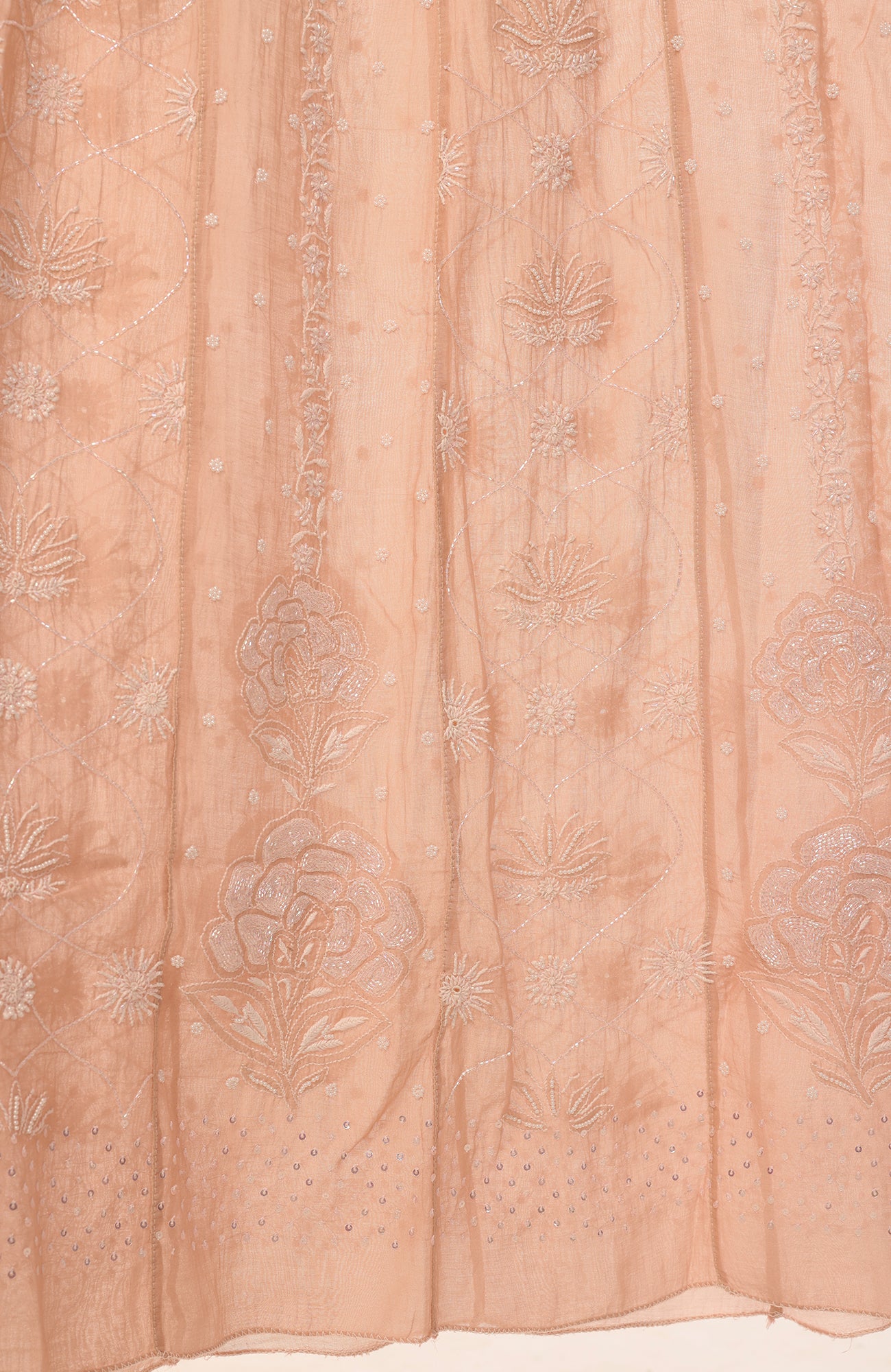 Rose Gold Regalia- Mul Chanderi Chikankari Anarkali