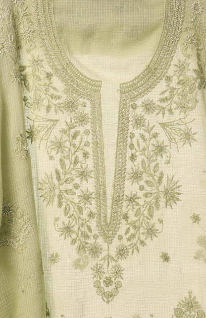 French Olive- Kota Chikankari Suit