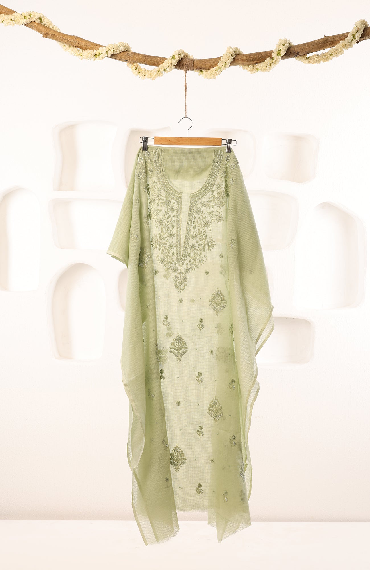 French Olive- Kota Chikankari Suit