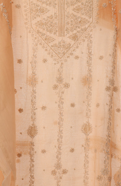 Tribhuj- Mul Chanderi Chikankari Suit