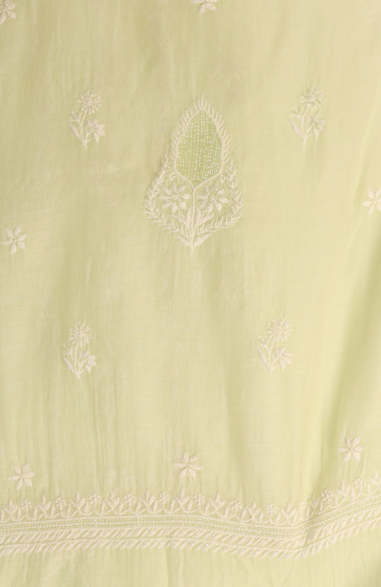 Lime Fusion- Mul Chanderi Chikankari Suit