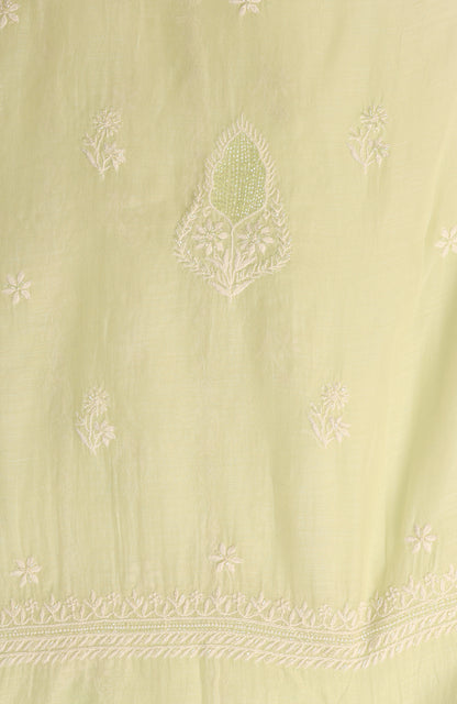 Lime Fusion- Mul Chanderi Chikankari Suit