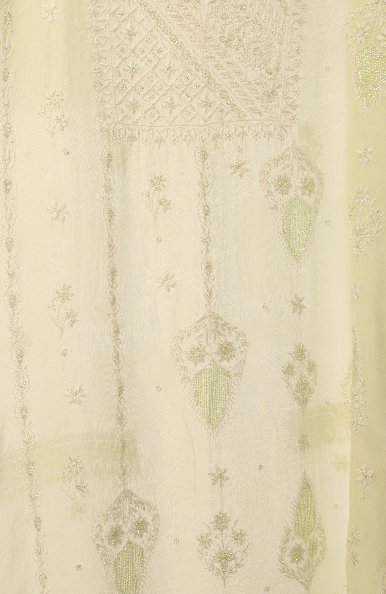 Lime Fusion- Mul Chanderi Chikankari Suit