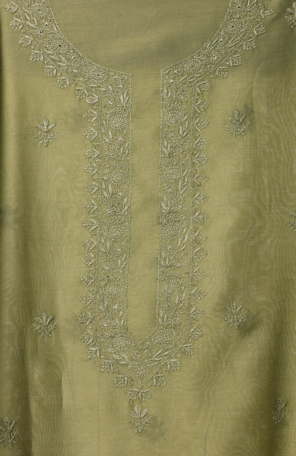 Pista Sorbet- Silk Chanderi Chikankari Men's Kurta